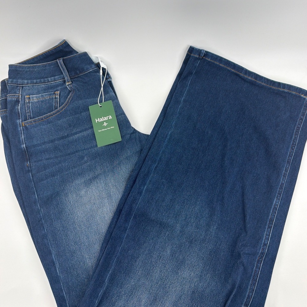 Halara Womens Wide Leg Jeans Medium Wash High Rise Tall Size Medium NWT